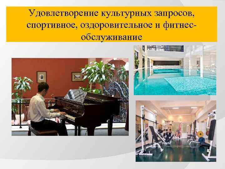 Удовлетворение культурных запросов, спортивное, оздоровительное и фитнесобслуживание 