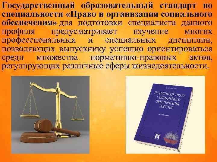 Государственный образовательный стандарт по специальности «Право и организация социального обеспечения» для подготовки специалиста данного