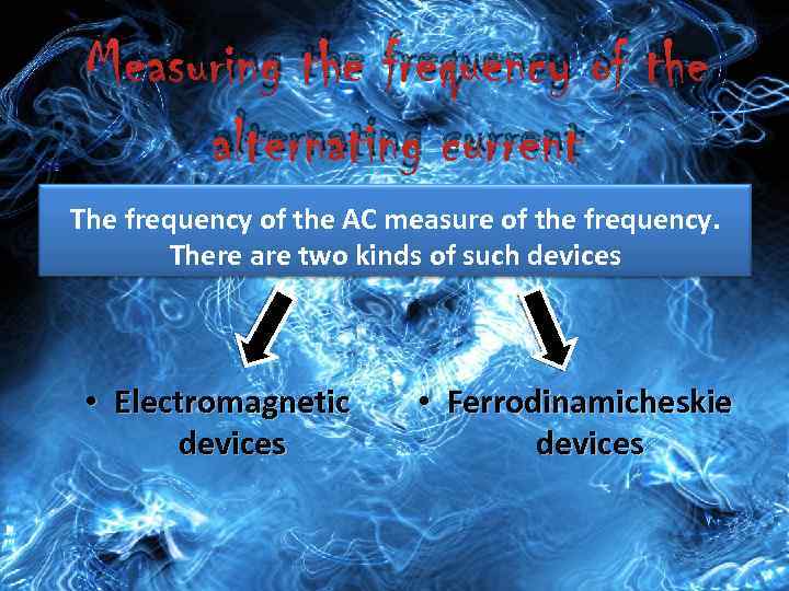 Measuring the frequency of the alternating current The frequency of the AC measure of