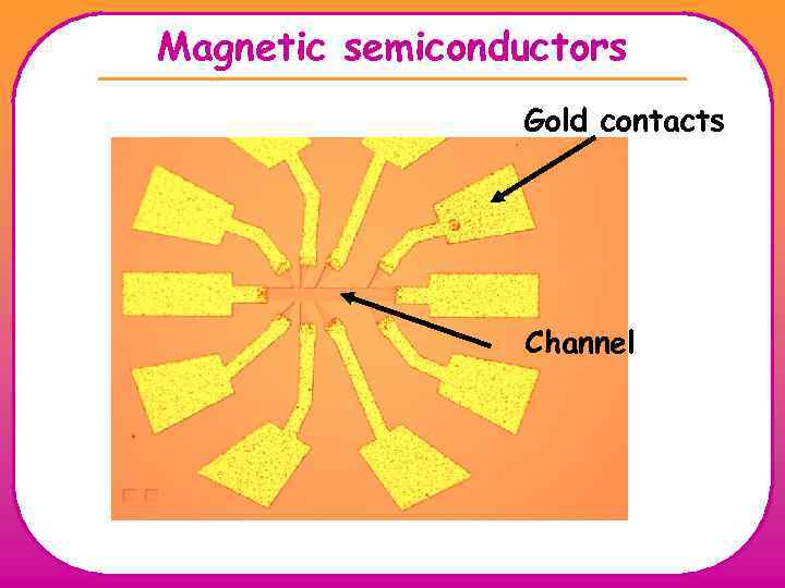 Magnetic semiconductors Gold contacts Channel 