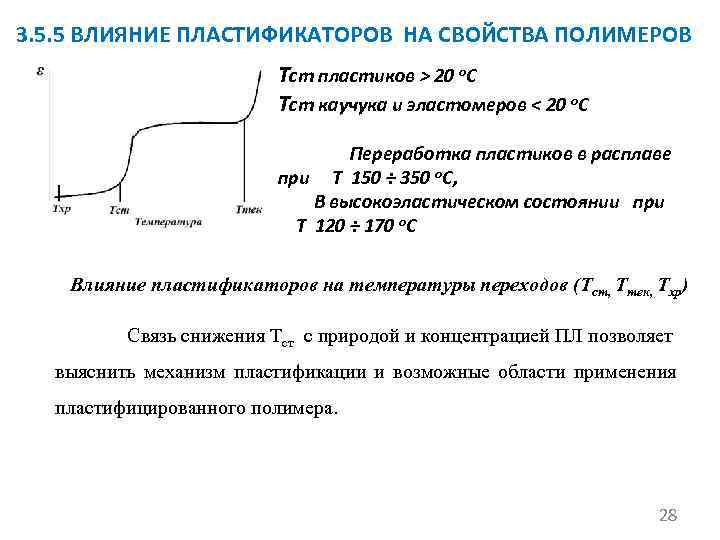 3. 5. 5 ВЛИЯНИЕ ПЛАСТИФИКАТОРОВ НА СВОЙСТВА ПОЛИМЕРОВ Тст пластиков > 20 о. С