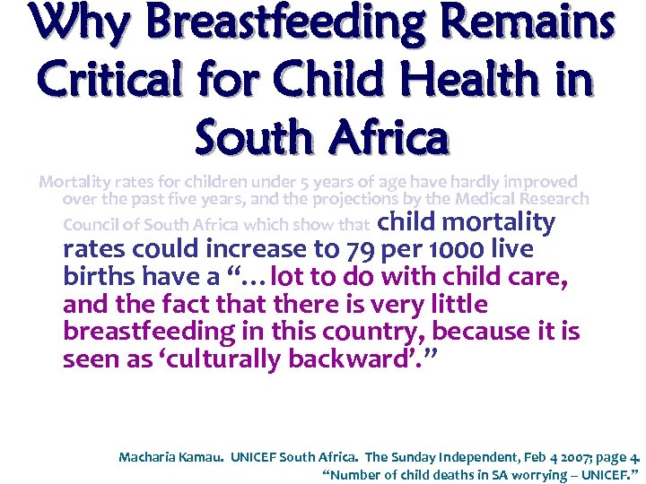 Why Breastfeeding Remains Critical for Child Health in South Africa Mortality rates for children