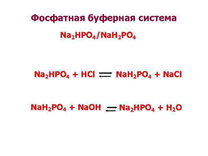 Фосфатная буферная система Na 2 HPO 4/Na. H 2 PO 4 Na 2 HPO