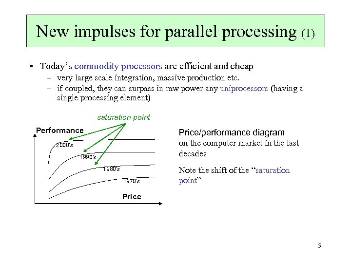 New impulses for parallel processing (1) • Today’s commodity processors are efficient and cheap