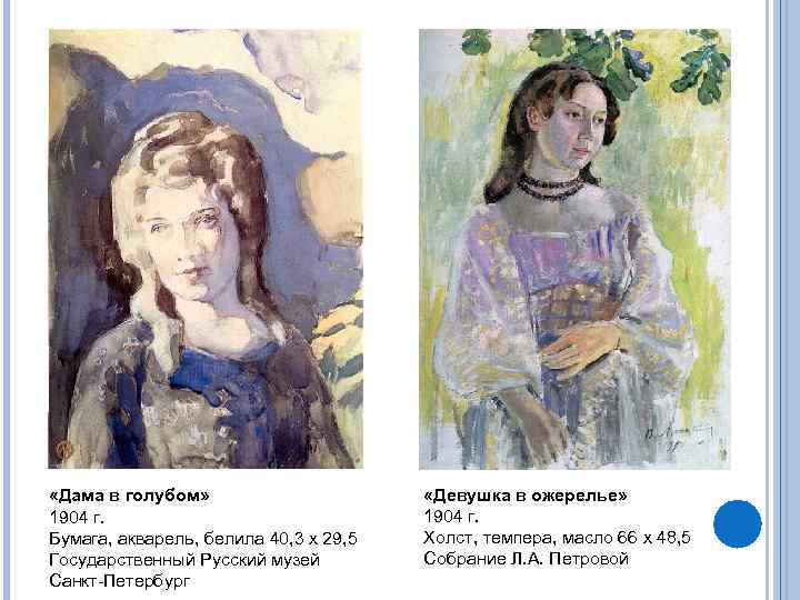  «Дама в голубом» 1904 г. Бумага, акварель, белила 40, 3 x 29, 5