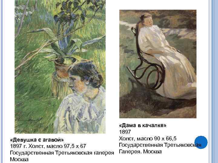  «Дама в качалке» 1897 Холст, масло 90 x 66, 5 «Девушка с агавой»