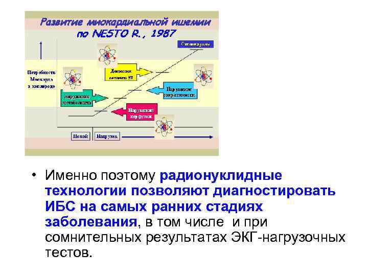  • Именно поэтому радионуклидные технологии позволяют диагностировать ИБС на самых ранних стадиях заболевания,