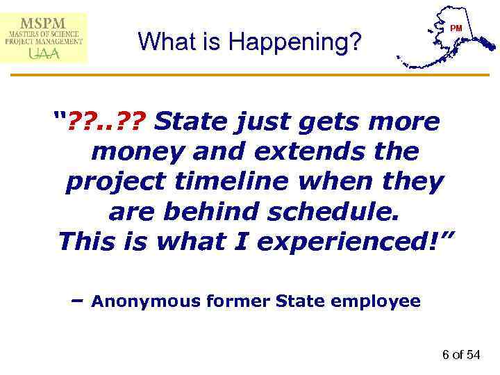 What is Happening? PM “? ? . . ? ? State just gets more