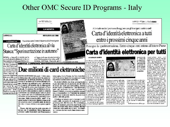 Other OMC Secure ID Programs - Italy 