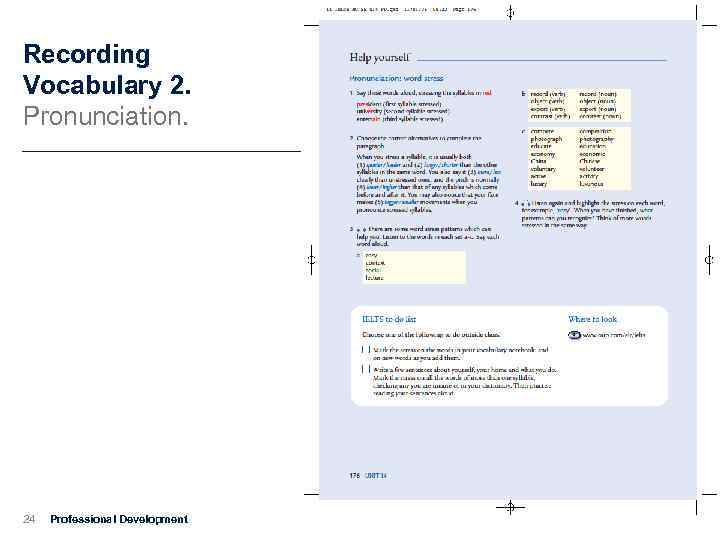 Recording Vocabulary 2. Pronunciation. 24 Professional Development 
