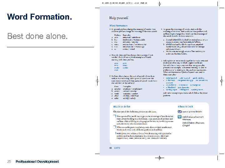 Word Formation. Best done alone. 25 Professional Development 