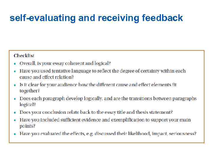 self-evaluating and receiving feedback 