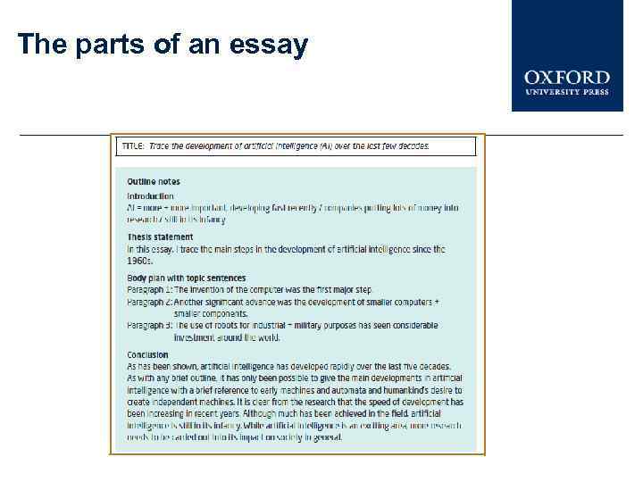 The parts of an essay 