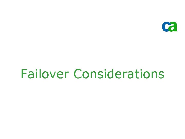 Failover Considerations 