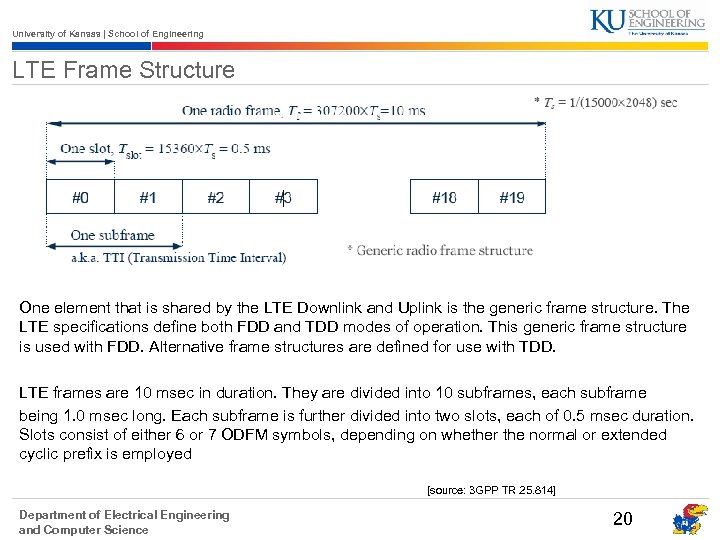 University of Kansas | School of Engineering LTE Frame Structure One element that is