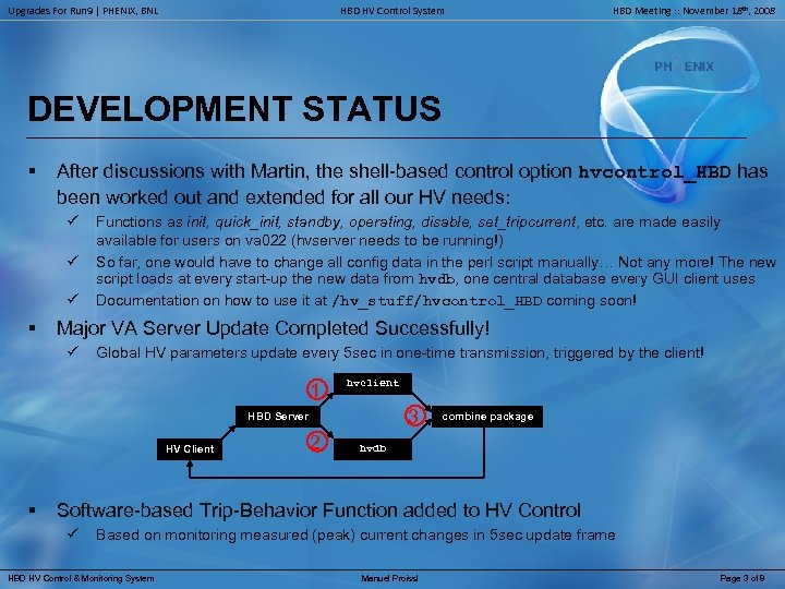 Upgrades For Run 9 | PHENIX, BNL HBD HV Control System HBD Meeting :