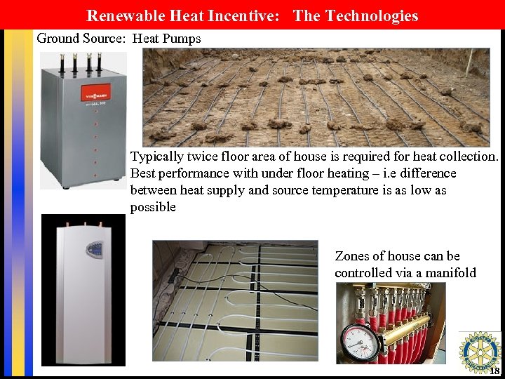 Renewable Heat Incentive: The Technologies Ground Source: Heat Pumps Typically twice floor area of