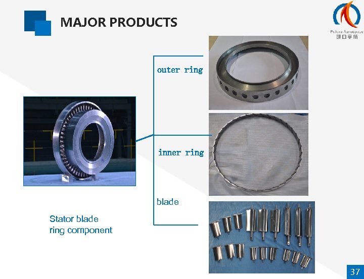 MAJOR PRODUCTS outer ring inner ring blade Stator blade ring component 37 
