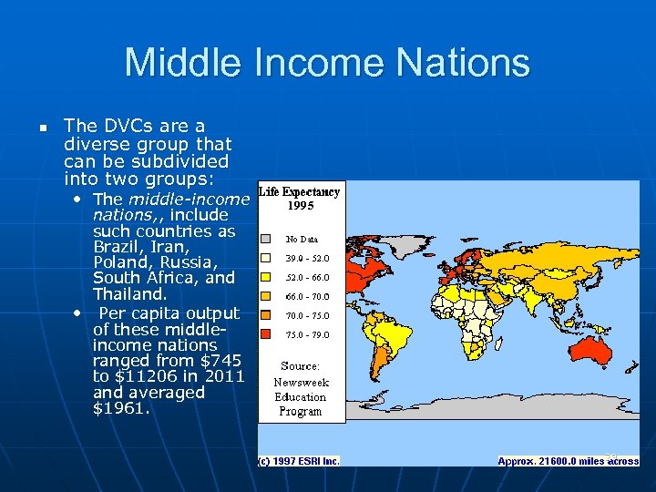 Middle Income Nations n The DVCs are a diverse group that can be subdivided