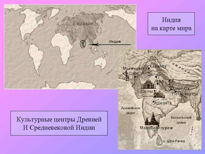 Индия на карте мира Культурные центры Древней И Средневековой Индии 