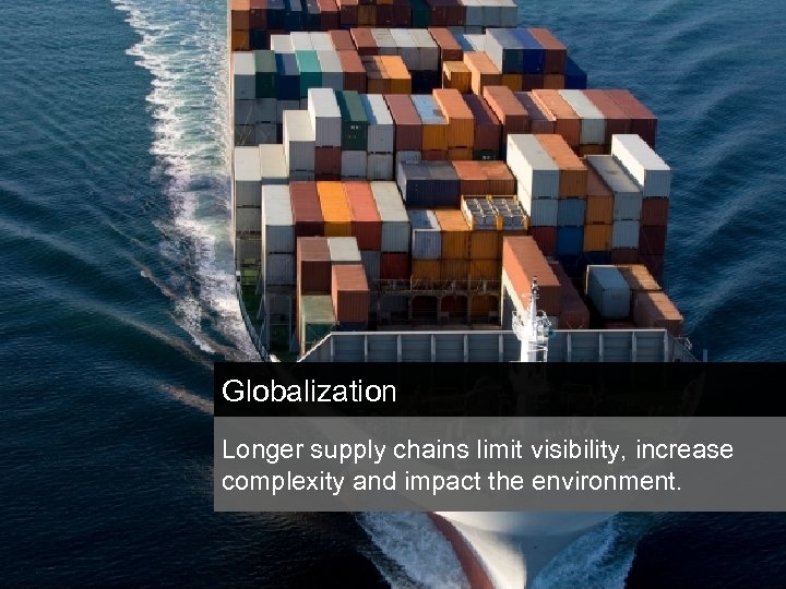 Globalization Longer supply chains limit visibility, increase complexity and impact the environment. 