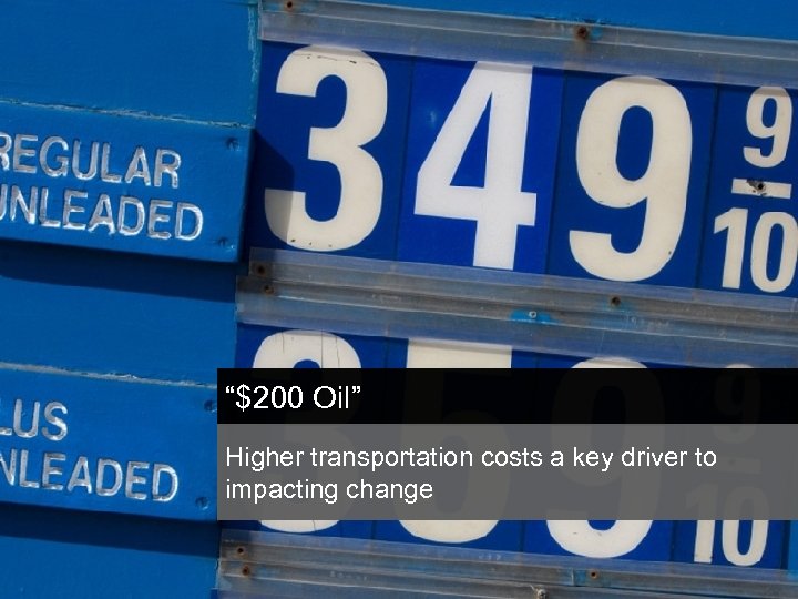 “$200 Oil” Higher transportation costs a key driver to impacting change 