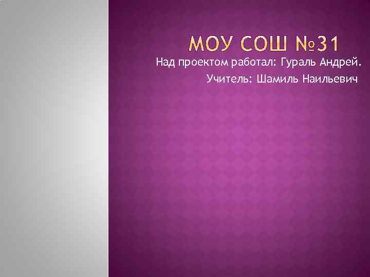Над проектом работал: Гураль Андрей. Учитель: Шамиль Наильевич 