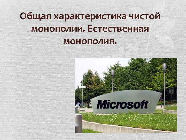 Общая характеристика чистой монополии. Естественная монополия. 