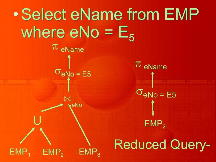  • Select e. Name from EMP where e. No = E 5 e.