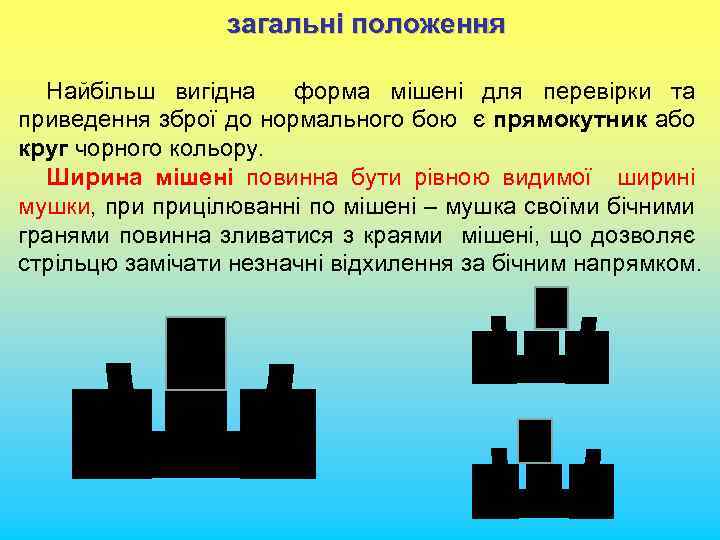 загальні положення Найбільш вигідна форма мішені для перевірки та приведення зброї до нормального бою