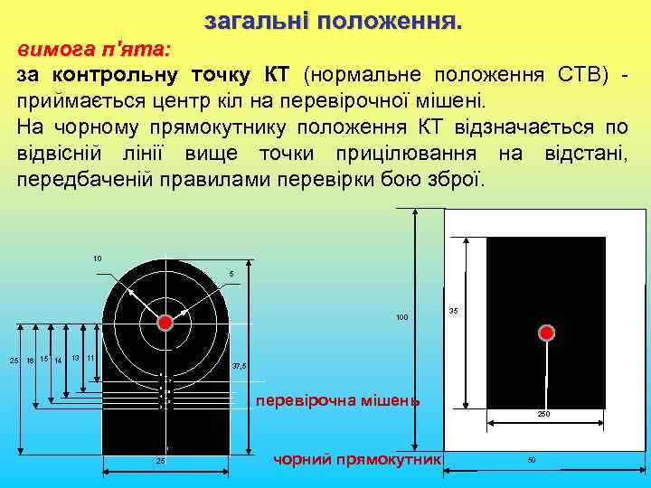 загальні положення. вимога п'ята: за контрольну точку КТ (нормальне положення СТВ) - приймається центр