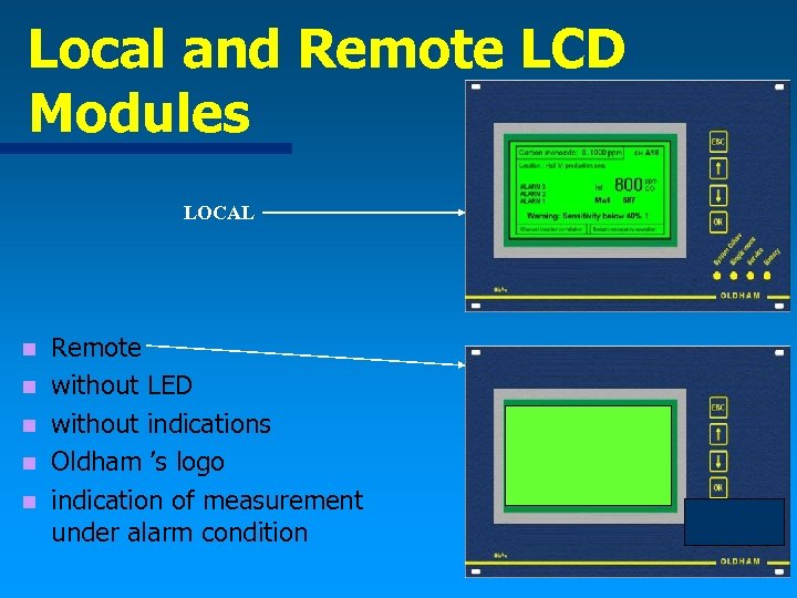 Local and Remote LCD Modules LOCAL n n n Remote without LED without indications