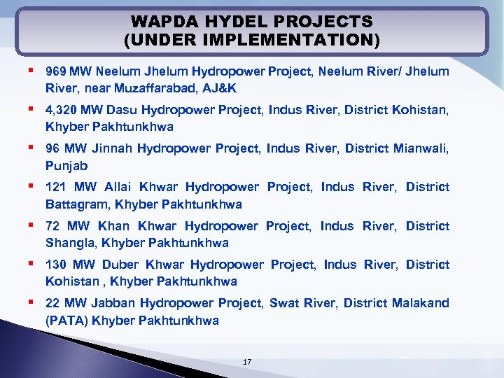 WAPDA HYDEL PROJECTS (UNDER IMPLEMENTATION) § 969 MW Neelum Jhelum Hydropower Project, Neelum River/