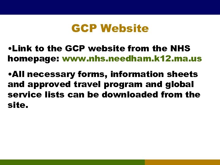 GCP Website • Link to the GCP website from the NHS homepage: www. nhs.