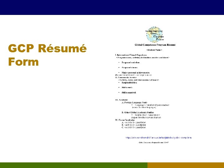 GCP Résumé Form 