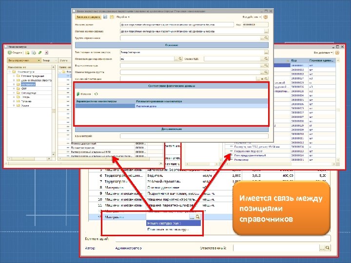 Нормирование Имеется связь между позициями справочников 