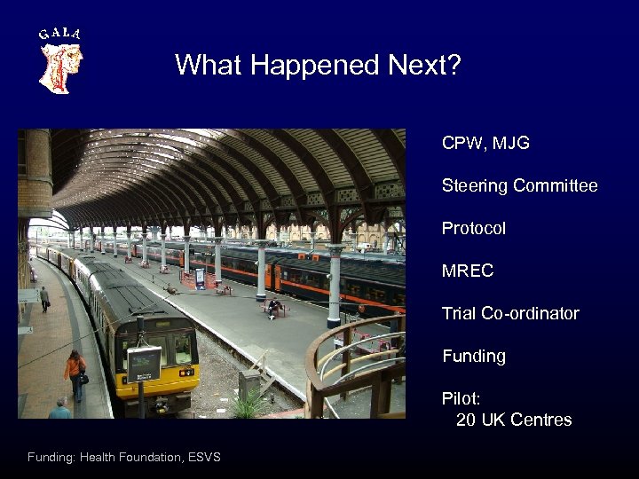 What Happened Next? CPW, MJG Steering Committee Protocol MREC Trial Co-ordinator Funding Pilot: 20