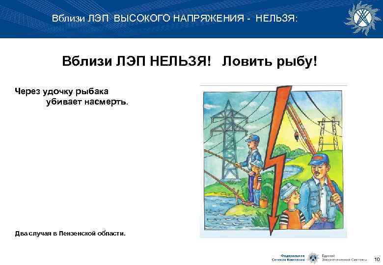 Вблизи ЛЭП ВЫСОКОГО НАПРЯЖЕНИЯ - НЕЛЬЗЯ: Вблизи ЛЭП НЕЛЬЗЯ! Ловить рыбу! Через удочку рыбака