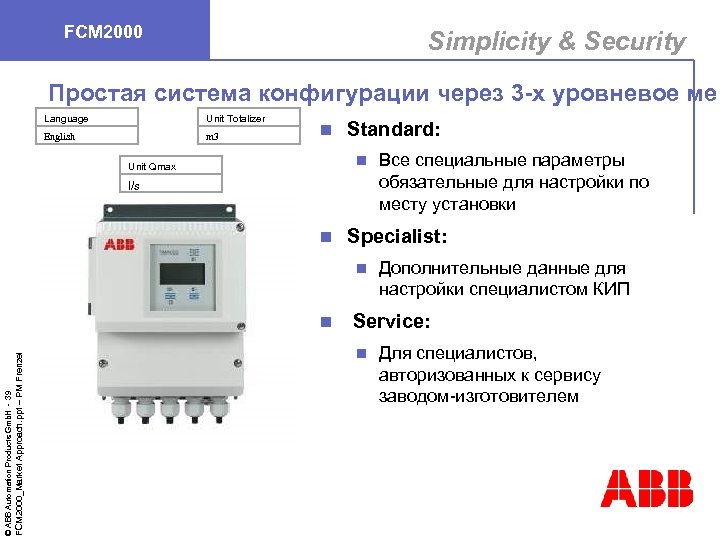 FCM 2000 Simplicity & Security Простая система конфигурации через 3 -х уровневое мен Language