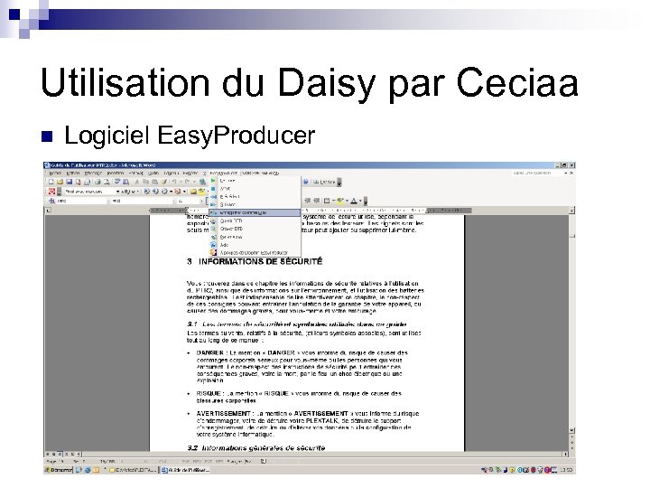 Utilisation du Daisy par Ceciaa n Logiciel Easy. Producer 