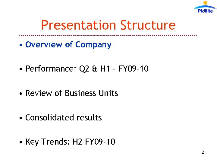 Presentation Structure --------------------------------------------- • Overview of Company • Performance: Q 2 & H 1