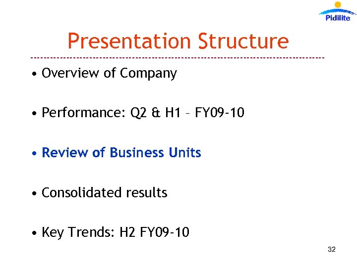 Presentation Structure --------------------------------------------- • Overview of Company • Performance: Q 2 & H 1