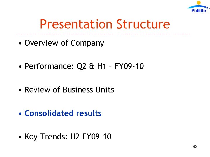 Presentation Structure --------------------------------------------- • Overview of Company • Performance: Q 2 & H 1