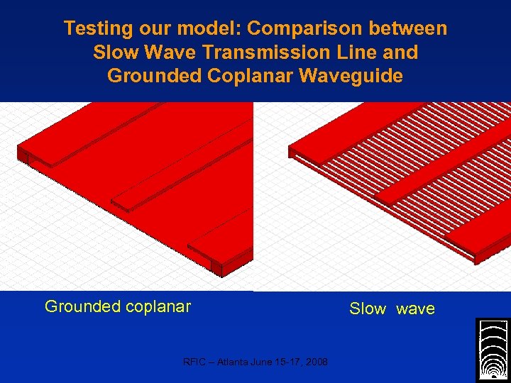 Testing our model: Comparison between Slow Wave Transmission Line and Grounded Coplanar Waveguide Grounded