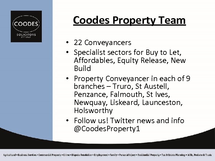Coodes Property Team • 22 Conveyancers • Specialist sectors for Buy to Let, Affordables,