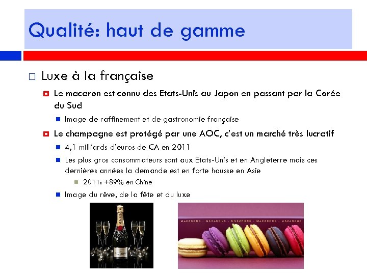 Qualité: haut de gamme Luxe à la française Le macaron est connu des Etats-Unis
