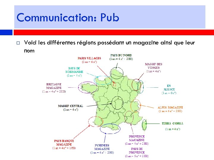 Communication: Pub Voici les différentes régions possédant un magazine ainsi que leur nom 