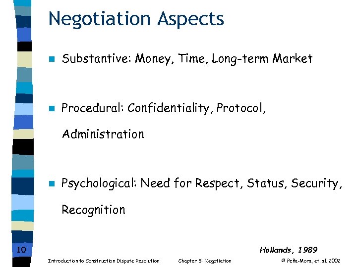 Negotiation Aspects n Substantive: Money, Time, Long-term Market n Procedural: Confidentiality, Protocol, Administration n