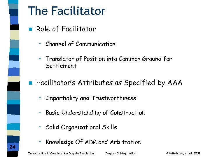 The Facilitator n Role of Facilitator • Channel of Communication • Translator of Position