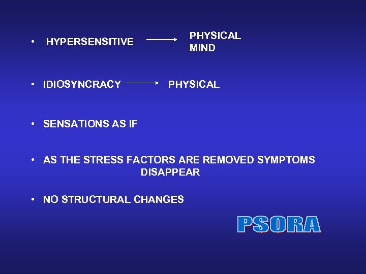  • PHYSICAL MIND HYPERSENSITIVE • IDIOSYNCRACY PHYSICAL • SENSATIONS AS IF • AS